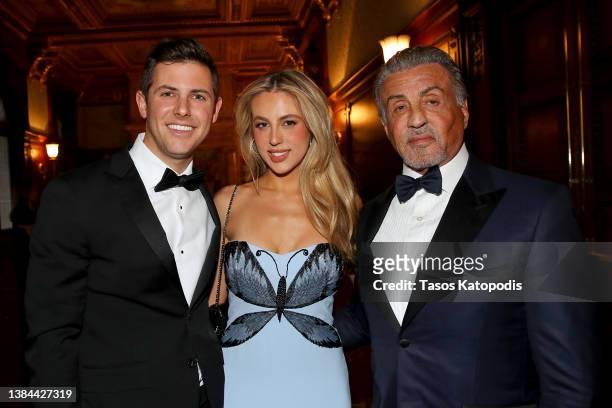 Grant Sholem, Sophia Stallone, and Sylvester Stallone at the Justice Ruth Bader Ginsburg Woman of Leadership Award on March 11, 2022 in Washington,...