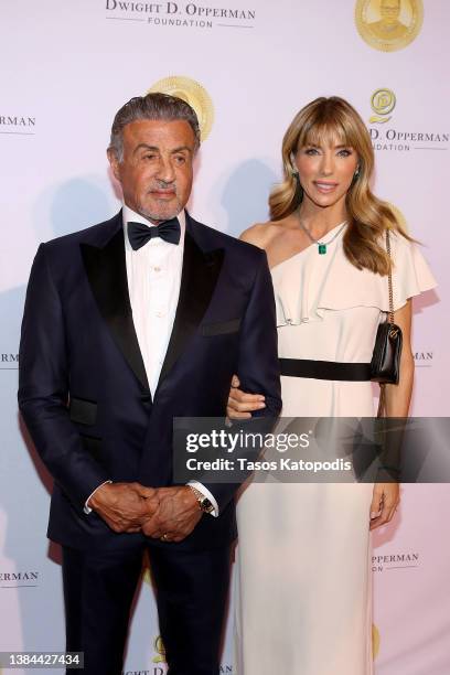 Sylvester Stallone and Jennifer Flavin Stallone at the Justice Ruth Bader Ginsburg Woman of Leadership Award on March 11, 2022 in Washington, DC...