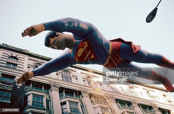 Pictured: Superman balloon during the 1981 Macy's Thanksgiving Day Parade