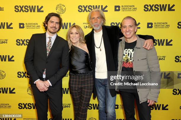 Producer Jonathan Lynch, film subject Sheryl Crow, Scooter Weintraub and producer Van Toffler attend the "Sheryl" premiere during the 2022 SXSW...