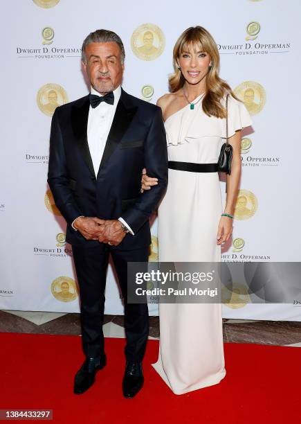 Sylvester Stallone and Jennifer Flavin Stallone attend the 3rd annual Ruth Bader Ginsburg Woman of Leadership Award at the Library of Congress on...