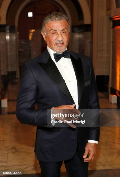 Sylvester Stallone attends the 3rd annual Ruth Bader Ginsburg Woman of Leadership Award at the Library of Congress on March 11, 2022 in Washington,...