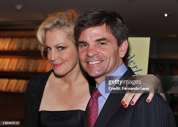 Ali Wentworth and George Stephanopoulos attend Ali Wentworth's "Ali In Wonderland: And Other Tall Tales" book launch at Sotheby's on February 6, 2012...