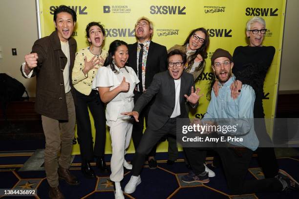 Harry Shum Jr., Jenny Slate, Stephanie Hsu, Ke Huy Quan, Daniel Kwan, Michelle Yeoh, Daniel Scheinert, andJamie Lee Curtis attend SXSW Film Festival...