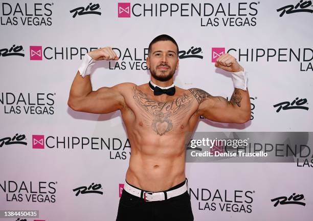 Actor Vinny Guadagnino arrives at Chippendales at Rio All-Suite Hotel & Casino on March 11, 2022 in Las Vegas, Nevada.