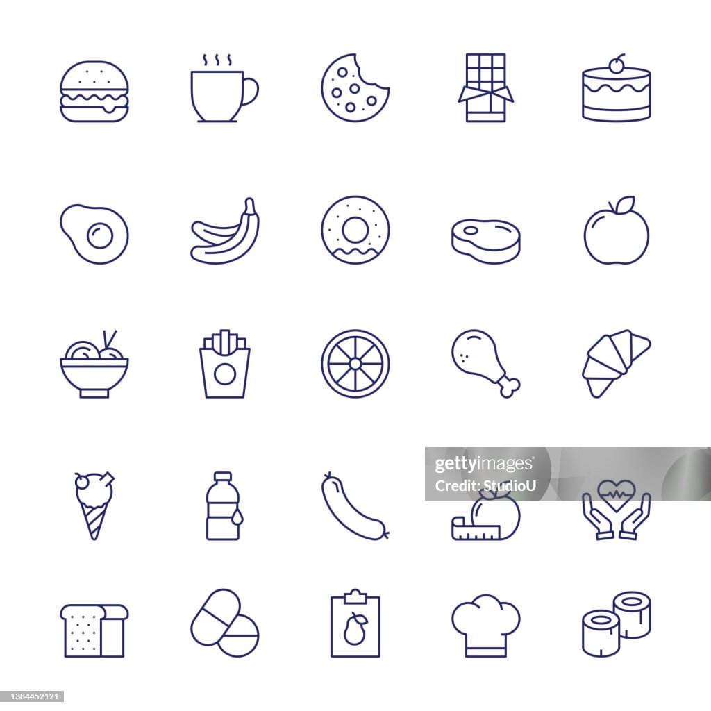 Food And Drink Editable Stroke Line Icons