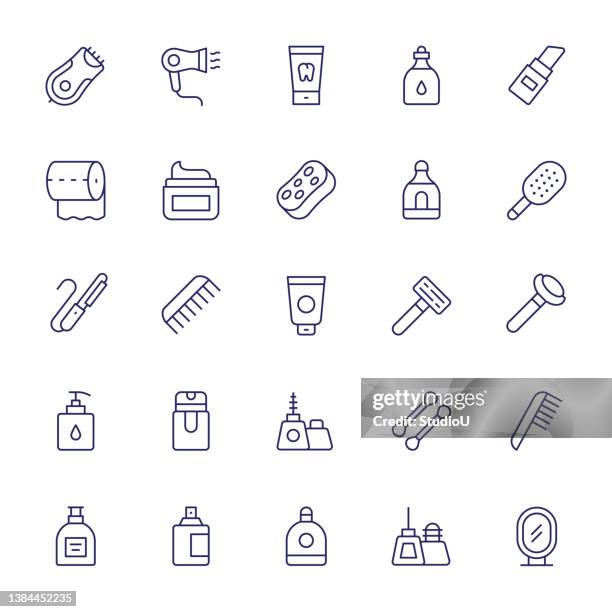 personal care editable stroke line icons - nail clipper stock illustrations
