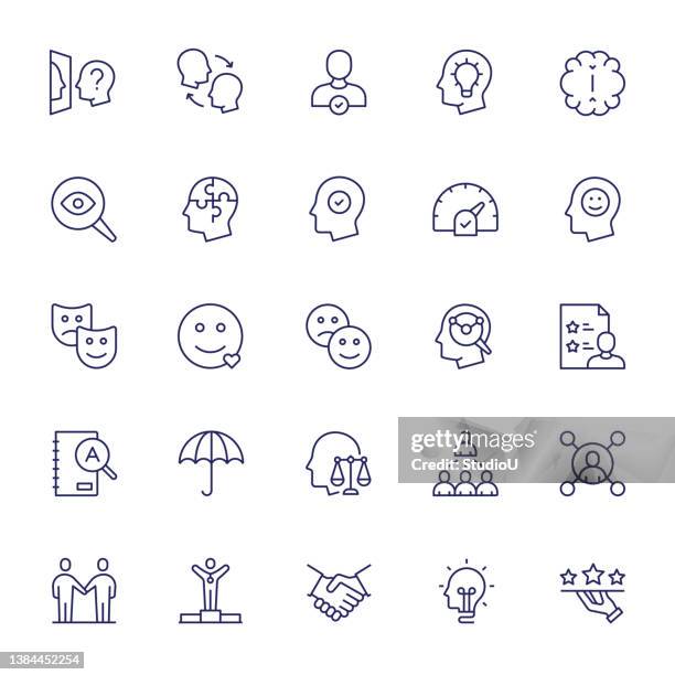 ilustrações, clipart, desenhos animados e ícones de ícones da linha de traçado editável de habilidades pessoais - arte cultura e espetáculo