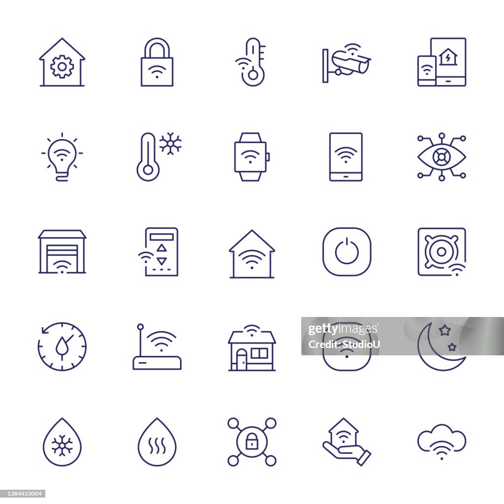 Smart Home Systems Editable Stroke Line Icons