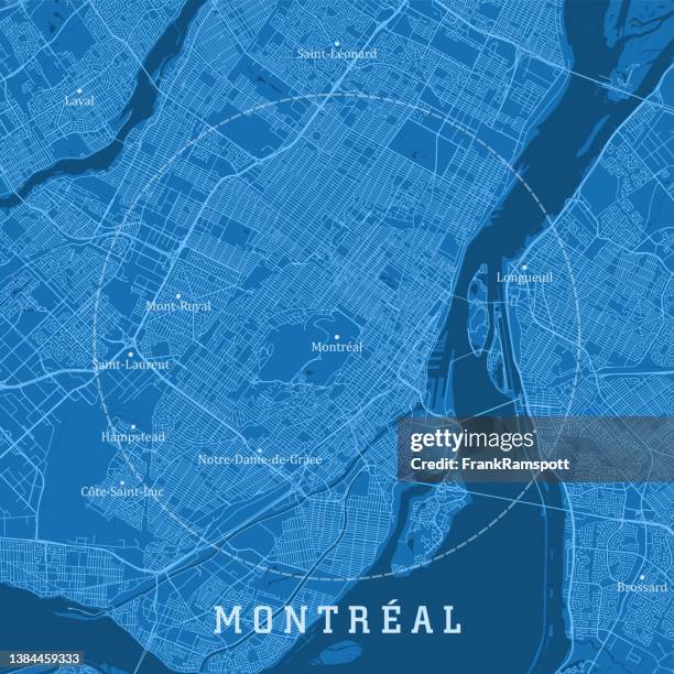 ilustrações de stock, clip art, desenhos animados e ícones de montreal qc city vector road map blue text - montreal