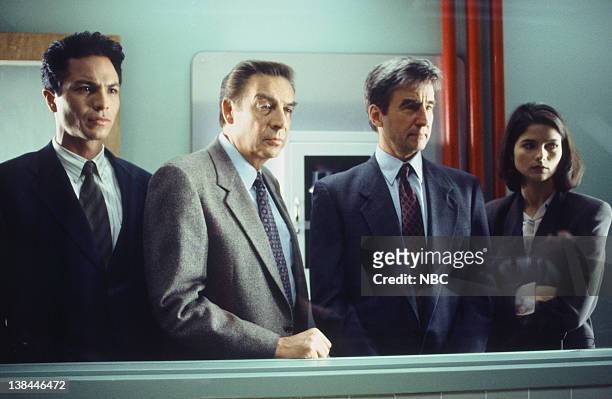 Aftershock" Episode 23 -- Air Date -- Pictured: Benjamin Bratt as Detective Rey Curtis, Jerry Orbach as Detective Lennie Briscoe, Sam Waterston as...
