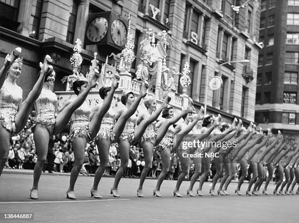 Pictured: The Rockettes perform during the 1964 Macy's Thanksgiving Day Parade