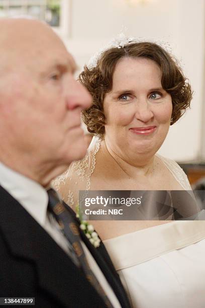 Phyllis's Wedding" Episode 15 -- Aired -- Pictured: Hansford Rowe as Albert Lapin and Phyllis Smith as Phyllis Lapin