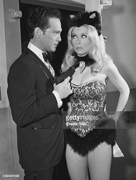 Pussycats Galore" Episode 27 -- Aired 04/01/67 --Pictured: H.M. Wynantas Frank Valentine, Angelique Pettyjohn as Charlie Watkins