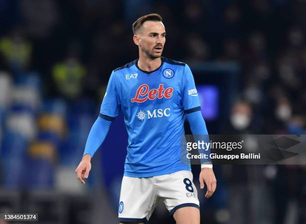 Fabian Ruiz Pena of SSC Napoli looks on during the Serie A match between SSC Napoli and AC Milan at Stadio Diego Armando Maradona on March 6, 2022 in...