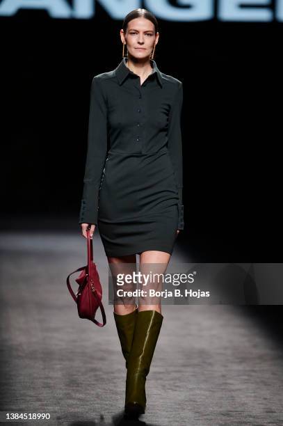 Model walks the runway at the Angel Schlesser fashion show during Mercedes Benz Fashion Week Madrid March 2022 edition at Ifema on March 12, 2022 in...