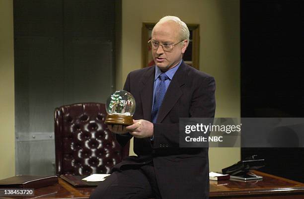 Episode 9 -- Air Date -- Pictured: Darrell Hammond as Vice President Dick Cheney during "Dick Cheney's Snow Globe" skit on December 15, 2001