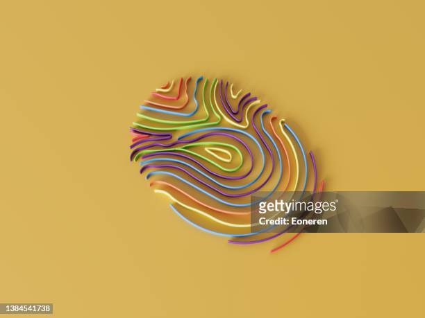 multi colored fingerprint - standing out from the crowd network stock pictures, royalty-free photos & images