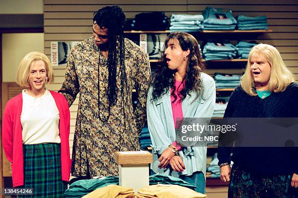 Episode 1 -- Aired -- Pictured: David Spade as Christy Henderson, Charles Barkley as Akela, Adam Sandler as Lucy Brawn and Chris Farley as Cindy...