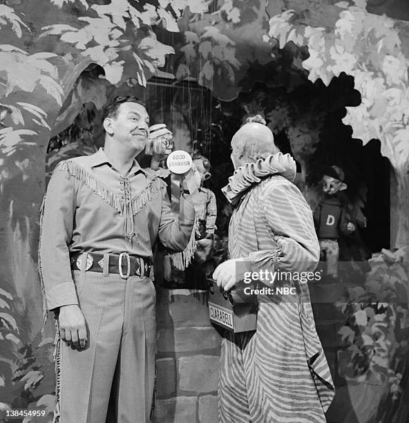 Pictured: Bob Smith as Buffalo Bob Smith and Lew Anderson as Clarabell the Clown