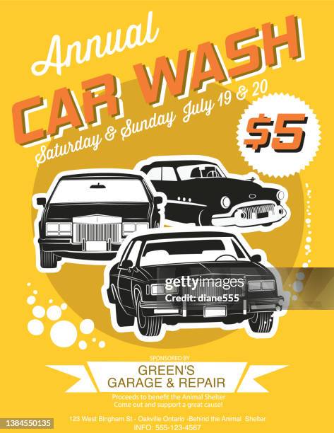 printretro style car wash poster template - fundraising stock illustrations