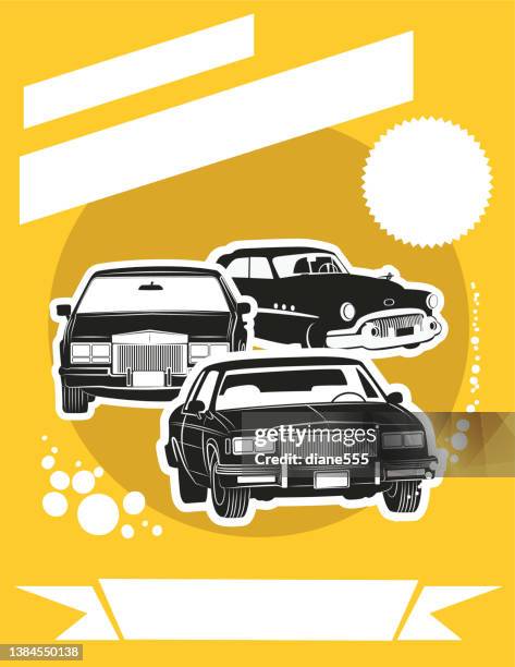 stockillustraties, clipart, cartoons en iconen met retro style car wash poster template - klassieke auto
