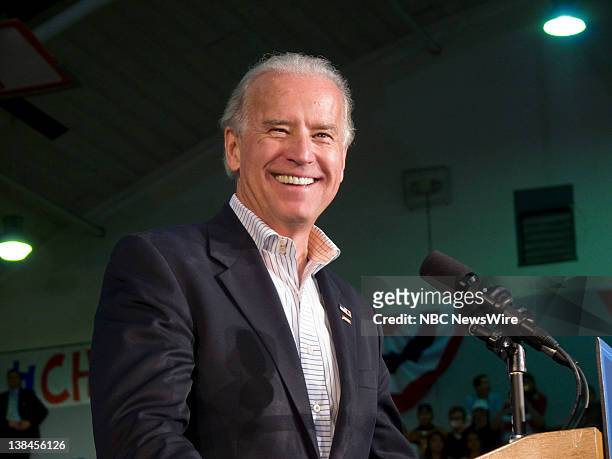Democratic Presidential Campaign -- Pictured: Senator and Vice Presidential nominee Joe Biden speaks at a rally in Commerce City, CO on October 21,...