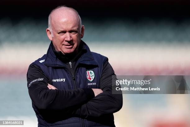 Declan Kidney, Director of Rugby of London Irish pictured ahead of the Gallagher Premiership Rugby match between Leicester Tigers and London Irish at...