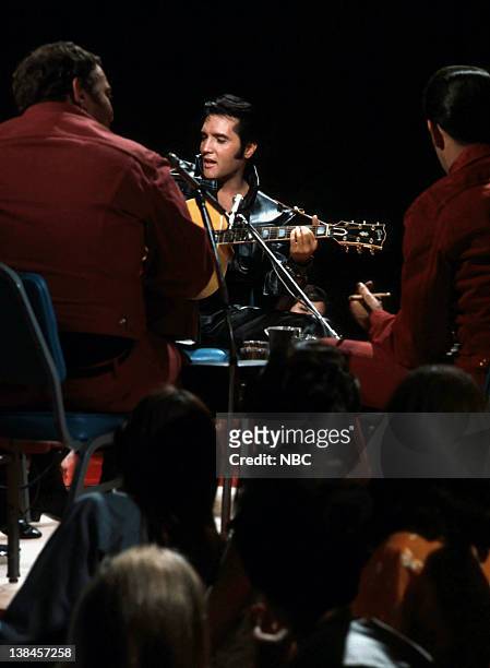 Aired 12/3/68 -- Pictured: Elvis Presley during a performance at NBC Studios in Burbank, CA
