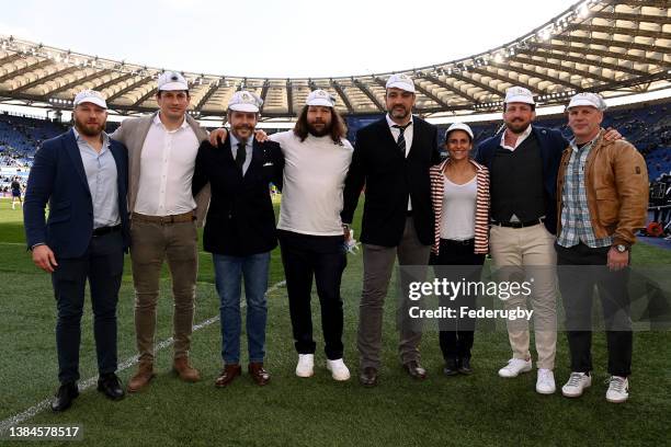 Centurions receive their 100th test cap, Alessandro Zanni, Martin Castrogiovanni, Andrea Lo Cicero, Alessandro Troncon, Mauro Bergamasco, Leonardo...