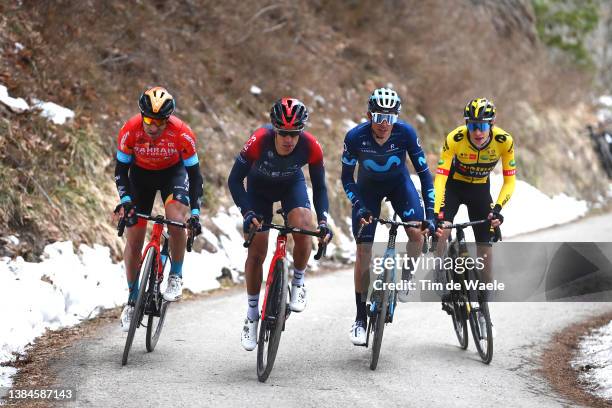 Mikel Landa Meana of Spain and Team Bahrain Victorious, Richie Porte of Australia and Team INEOS Grenadiers, Enric Mas Nicolau of Spain and Movistar...