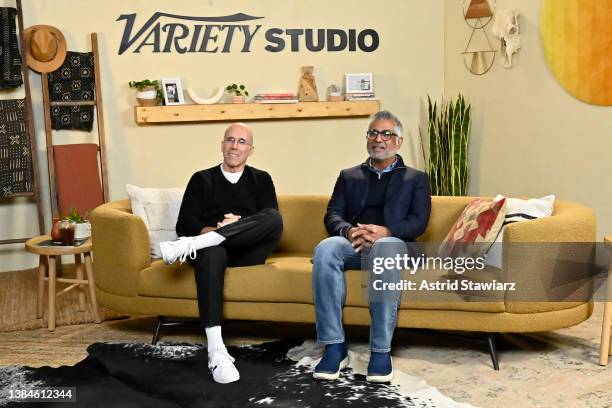 Jeffrey Katzenberg, Co-Founder & Managing Partner at WndrCo, and Hari Ravichandran, CEO and founder of Aura, speak at the Variety Studio at SXSW 2022...