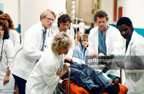 Pictured: Ed Begley Jr. As Dr. Victor Ehrlich, Cindy Pickett as Dr. Carol Novino, David Morse as Dr. Jack Morrison, Denzel Washington as Dr. Philip...