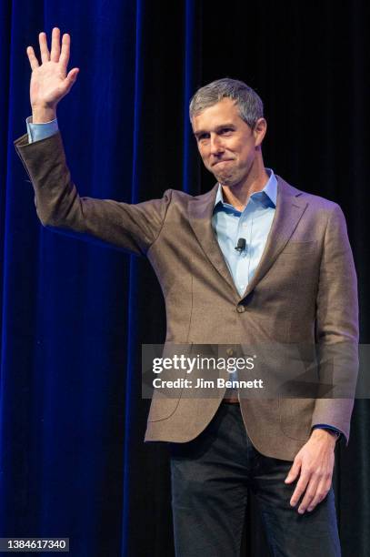 Former US Congressman and candidate for Governor of Texas Beto O'Rourke appears on stage during the session 'Beto O'Rourke in Conversation with Evan...