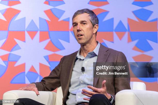 Former US Congressman and candidate for Governor of Texas Beto O'Rourke appears on stage during the session 'Beto O'Rourke in Conversation with Evan...