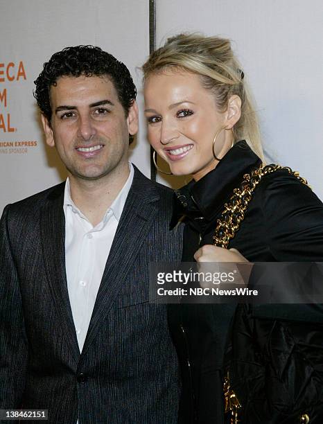 7th Annual Tribeca Film Festival -- Pictured: Singer Juan Diego Florez and wife Julia Trappe attends the premiere of "Speed Racer" during the 7th...