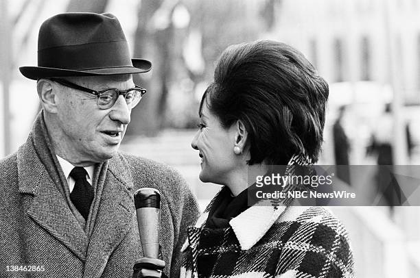 Lyndon B. Johnson 2nd Presidential Inauguration" -- Pictured: Barbara Walters during an interview at the presidential inauguration of Lyndon B....