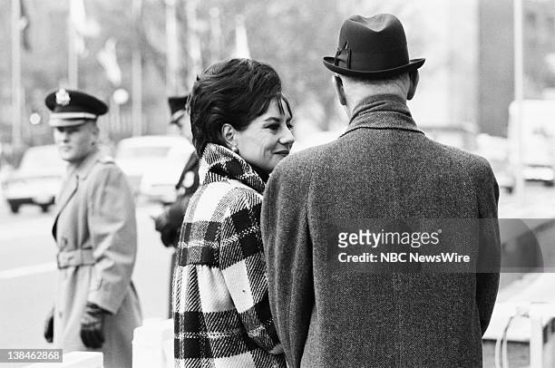 Lyndon B. Johnson 2nd Presidential Inauguration" -- Pictured: Barbara Walters during an interview at the presidential inauguration of Lyndon B....