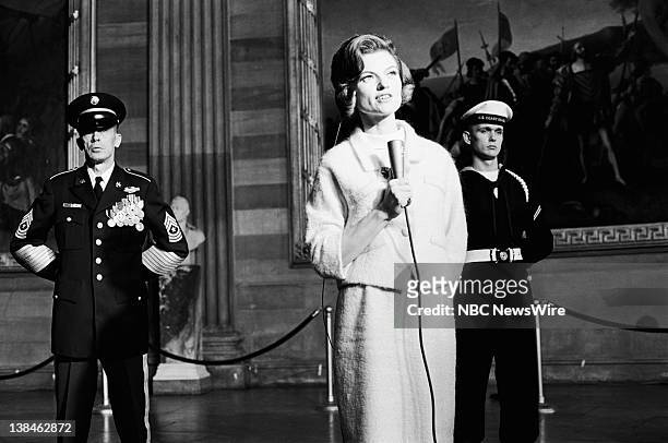 Lyndon B. Johnson 2nd Presidential Inauguration" -- Pictured: NBC News' Nancy Dickerson at the presidential inauguration of Lyndon B. Johnson on...