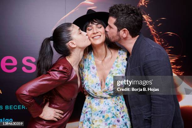 Nerea Barros , Cecilia Gessa and Harlys Becerra attends to the 'Princesa' short film premiere on March 12, 2022 in Madrid, Spain.