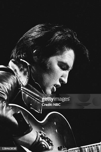 Aired 12/3/68 -- Pictured: Elvis Presley during a performance at NBC Studios in Burbank, CA