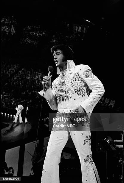 Aired 4/4/73 -- Pictured: Elvis Presley during a live performance at Honolulu International Center in Honolulu, Hawaii on January 14, 1973 for his...