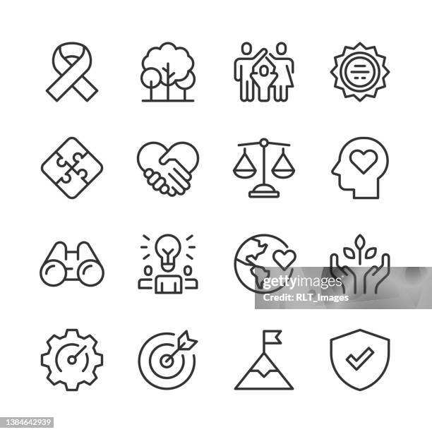 core values icons 1 — monoline series - simple living stock illustrations