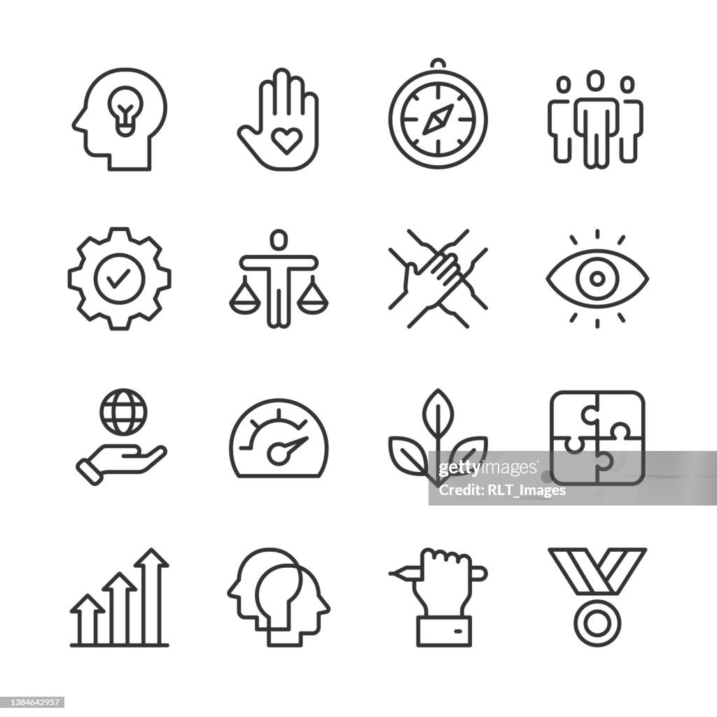 Icônes des valeurs fondamentales 2 — Série Monoline