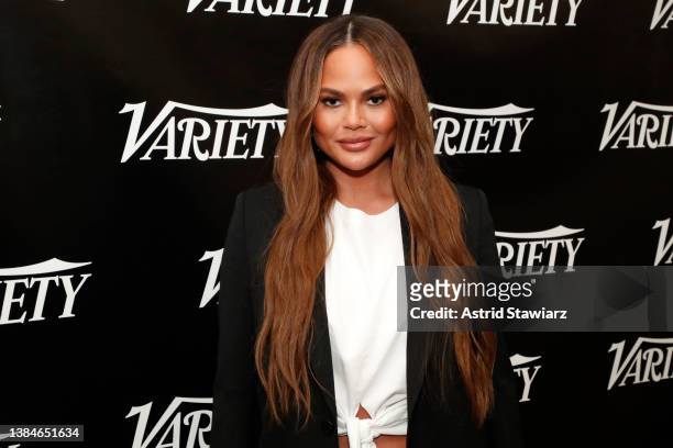 Chrissy Teigen, from the film The Way Down: God, Greed, and the Cult of Gwen Shamblin, poses at the Variety Studio at SXSW 2022 at JW Marriott Austin...