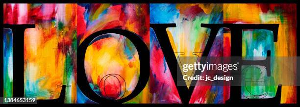 love letters alphabet typographic colorful abstract painting - expressionism stock illustrations