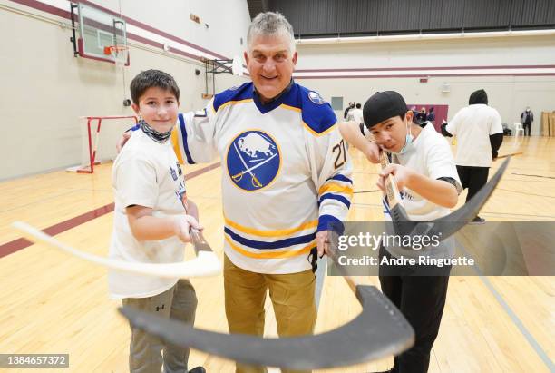 Wilf Paiement and guests attend the NHL Legacy Event as part of the 2022 Tim Hortons NHL Heritage Classic at McMaster University on March 12, 2022 in...