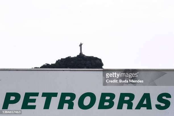 Petrobras logo from a gas station near Christ the Redeemer at south zone of the city on March 12, 2022 in Rio de Janeiro, Brazil. Brazilian state-run...