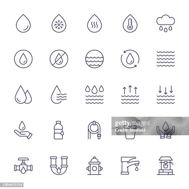 water editable stroke line icons - drop stock illustrations