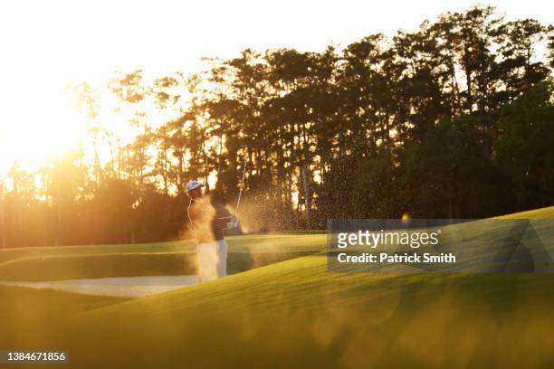 Poston of the United States plays a shot from a bunker on the seventh hole during the second round of THE PLAYERS Championship on the Stadium Course...